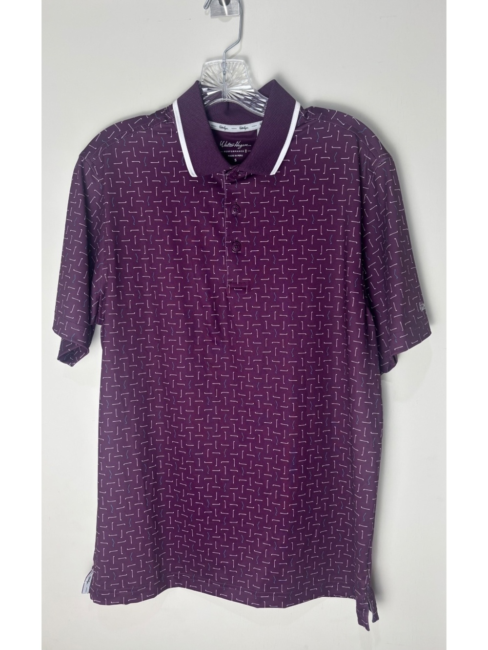Walter Hagen Performance 11 Men S Broken Club Geo Golf Polo Purple NWT
